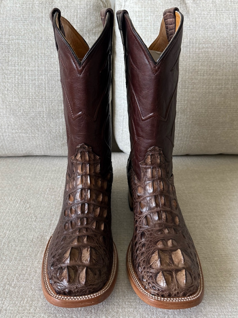 Okie Western Boots Men’s Handmade Exotic Alligator Hornback Size 12